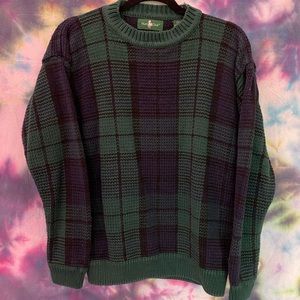 Vintage Navy/Green Plaid Sweater